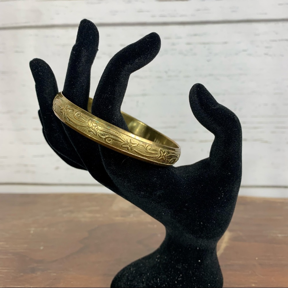 Vintage Brass Floral Bohemian Bangle Bracelet